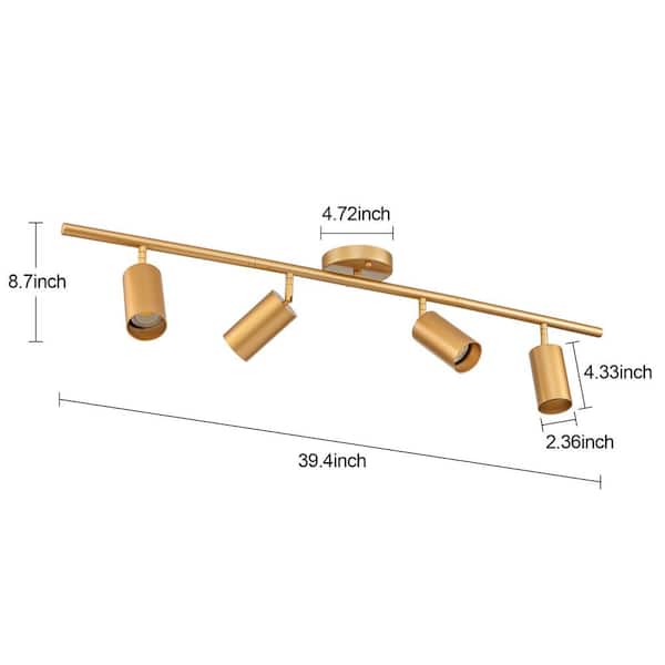 LLHZSY 39.4 in. 4-Light Modern Gold Track Lighting Kit with LLHZSY 39.4 in. 4-Light Modern Gold Track Lighting Kit with