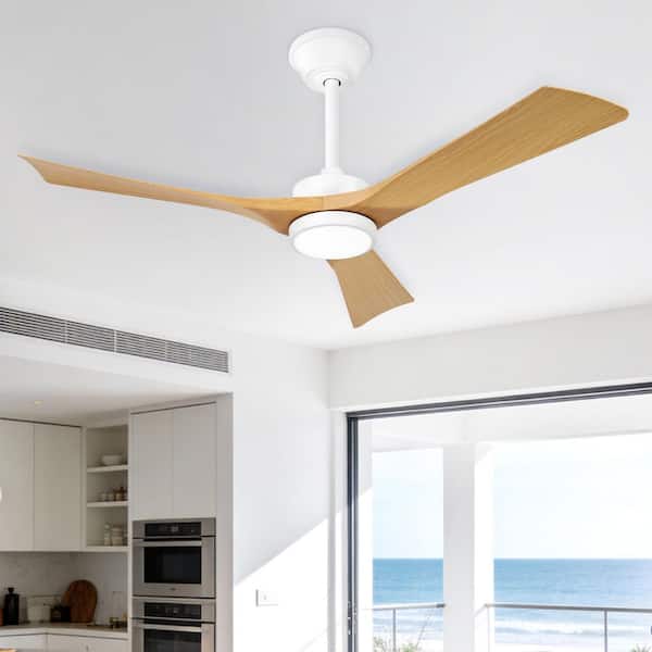 52-in White Adjustable Height Ceiling Fan with Dimmable LED Light and Remote Control, DC Motor, ETL Listed