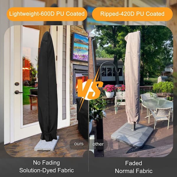 12 ft patio umbrella cover Lebouri Waterproof: 600D Heavy Duty Outdoor Umbrella Cover - Cantilever Offset Parasol Cover for 7-11 Umbrellas duty 600D solution OGETFUUR Black Patio Umbrella Cover