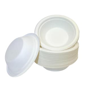 100% Compostable 12 oz. Unbleached Disposable Paper Bowls 125-Pack