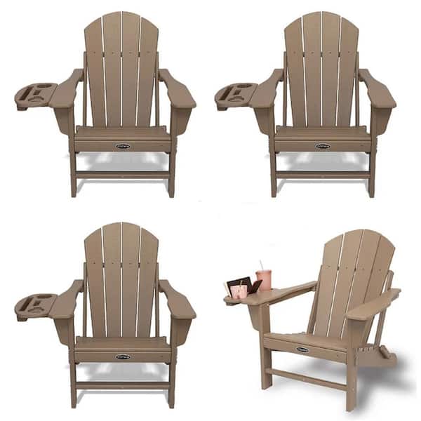 HARRIETT HOME LLC HDPE Brown Folding Outdoor Adirondack Chair (4-Pack)