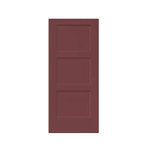 30 in. x 80 in. 3-Panel Hollow Core Maroon Stained Composite MDF Equal Style Interior Door Slab for Pocket Door