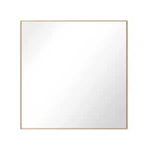 30 in. W x 30 in. H Modern Medium Square Aluminum Framed Wall Mounted Bathroom Vanity Mirror in Gold
