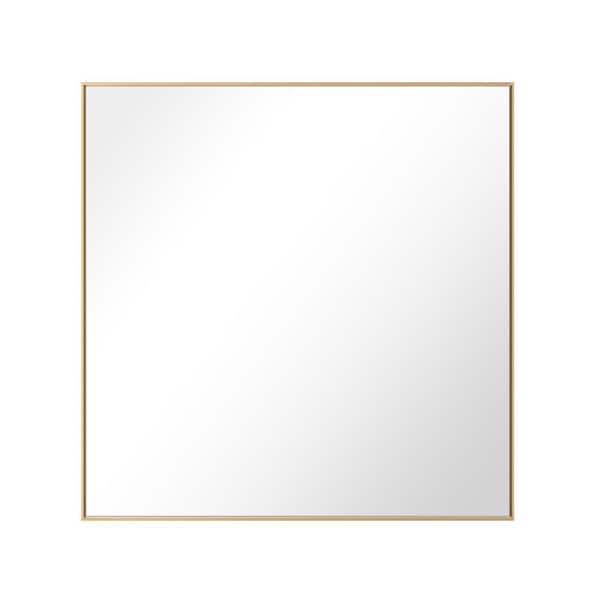 GETLEDEL 30 in. W x 30 in. H Modern Medium Square Aluminum Framed Wall Mounted Bathroom Vanity Mirror in Gold