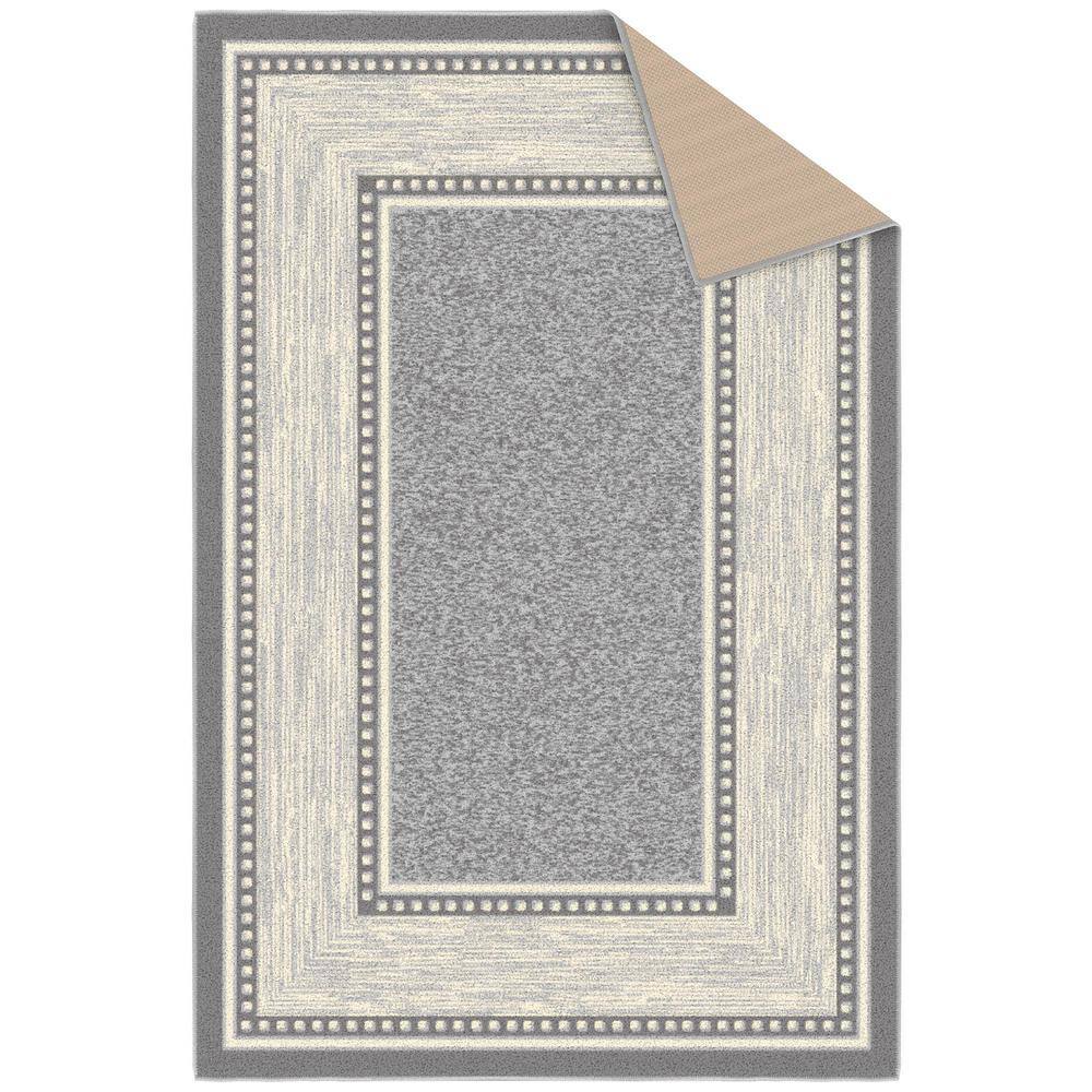 Light Gray Rectangular Synthetic Washable Area Rug