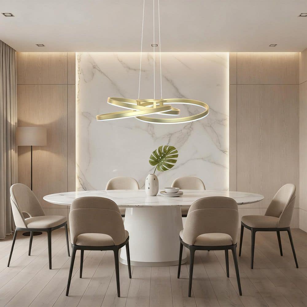 Carson 36 in. Gold Modern Rectangle Integrated LED Dimmable Chandeliers Living Dining Foyer Lighting price history on PriceWatchPro