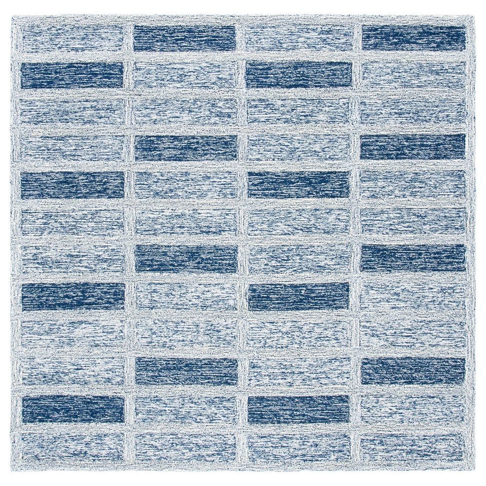 SAFAVIEH Cambridge 6 ft. x 6 ft. Navy Geometric High-Low Square Area ...