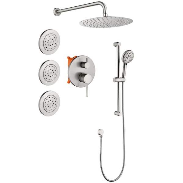 AKLFGN Single Handle 3 -Spray Shower Faucet 1.8 GPM with Pressure Balance, Anti Scald in Brushed Nickel