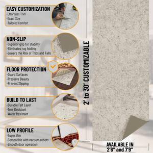 Non Slip Rug Pad Grip 1/8 in. Thick Protection for Dual Surface 7 ft. 9 in. x 26 ft. 11 in. Beige