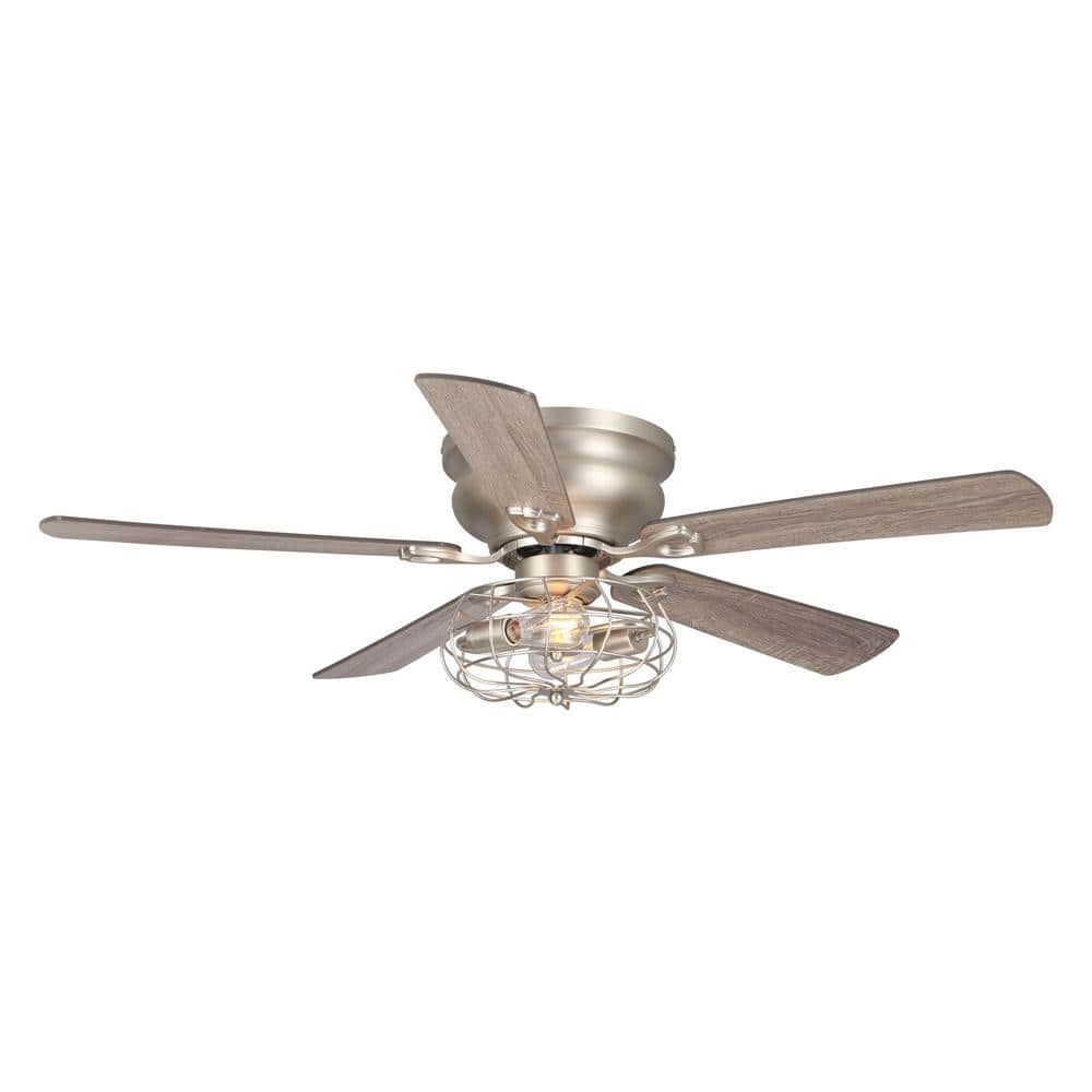 Parrot Uncle Thurber 48 in. Metal Cage Nickel Flush Mount Ceiling Fan