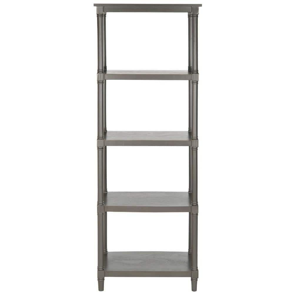 Transitional Gray Pine Wood 5-Tier Spindle Bookcase