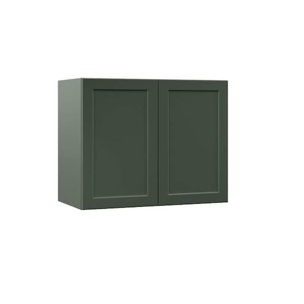 Hampton Bay Designer Series Melvern 30 in. W 15 in. D 24 in. H Assembled Shaker Wall Kitchen Cabinet in Forest
