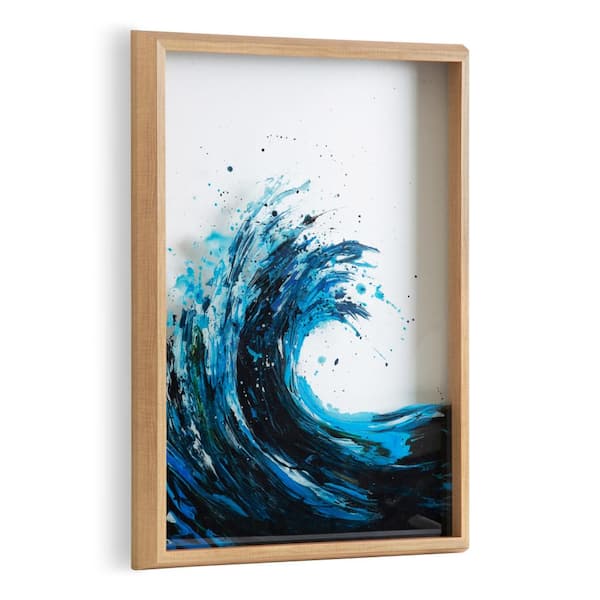 Kate and Laurel Blake "Wave" Framed Printed Glass Nature Wall Art 24 in. x 18 in.