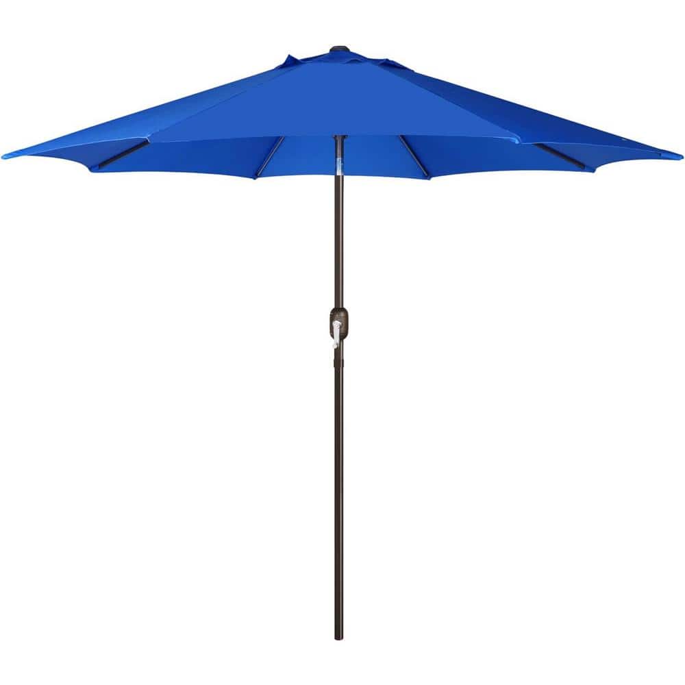 9 ft. Stable Metal Pole Market Push Button Patio Umbrella in Royal Blue