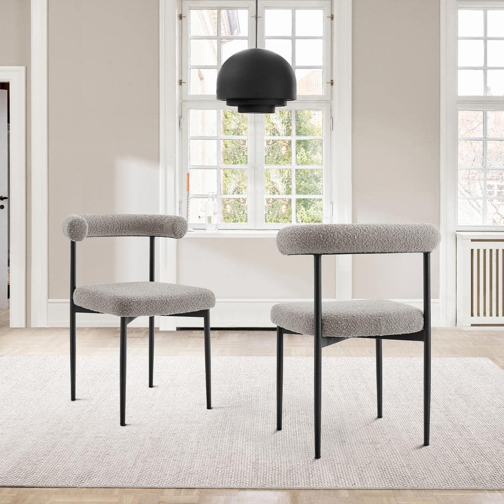 Shannon Thundercloud Gray Fabric Armless Dining Chair Set of 2