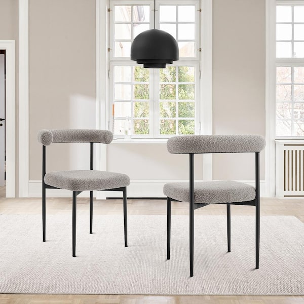 Armen Living Shannon Thundercloud Gray Fabric Armless Dining Chair Set of 2