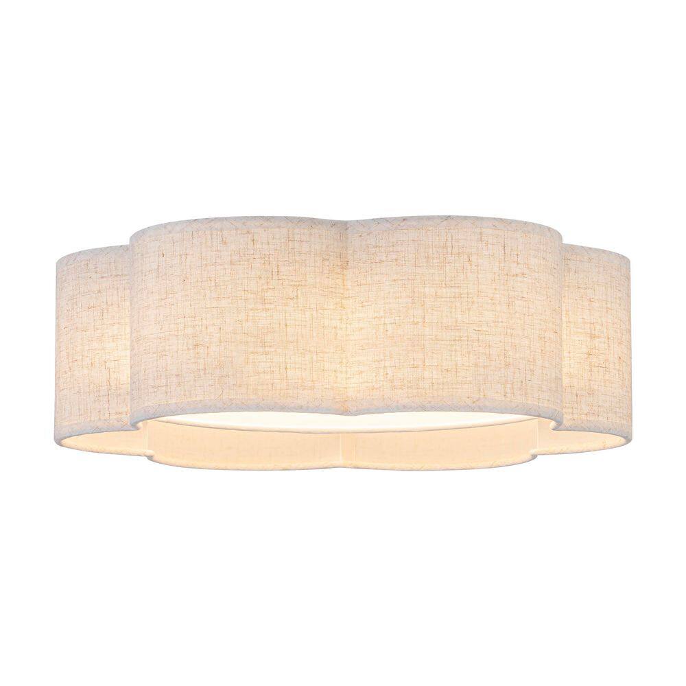 15 in. Modern Drum Matte Beige Dimmable LED Flush Mount Ceiling Light with Fabric Shade for Dining Room Bedroom Entryway price history on PriceWatchPro
