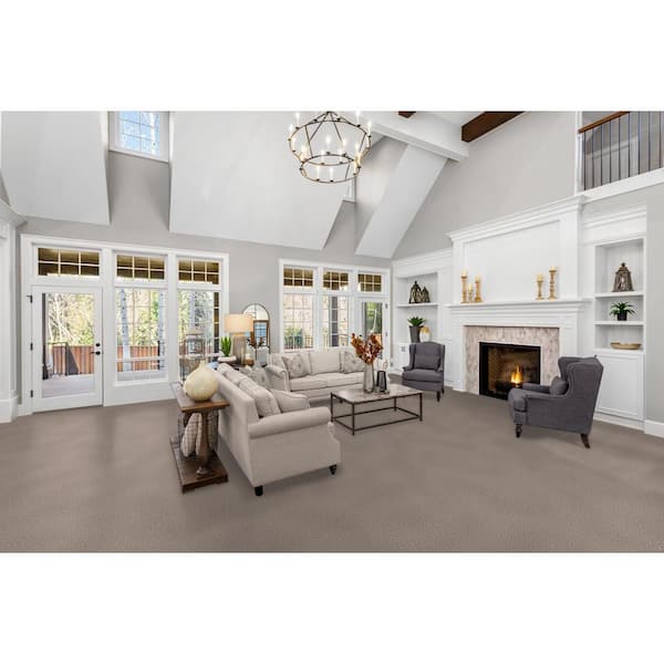Cay - Sand - Beige 12 ft. 24 oz. Polyester Texture Full Roll Carpet (1080 sq. ft./Roll)