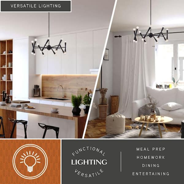 VAXCEL Drake 16-Light 29 in. Wide Matte Black Mid-Century Modern