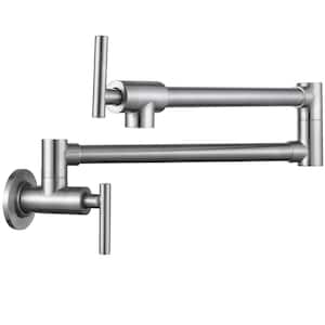 Wall Mounted Pot Filler with Lever Handle in Brushed Nickel