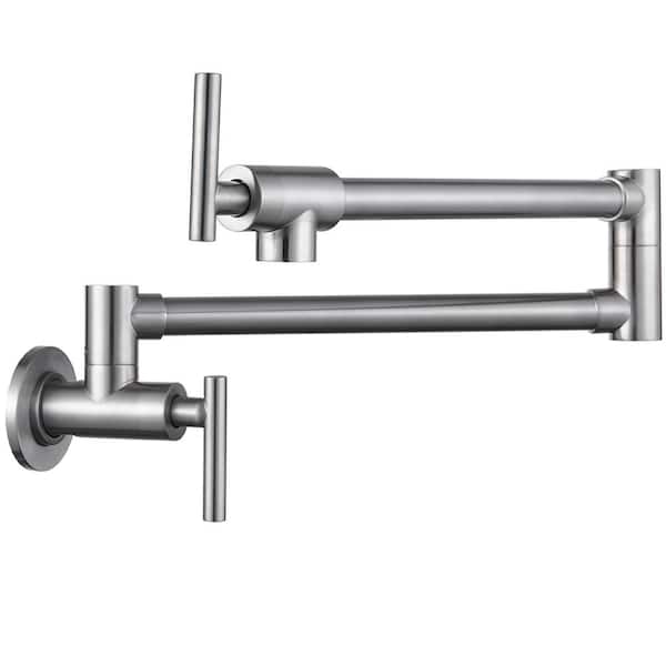waterpar Wall Mounted Pot Filler with Lever Handle in Brushed Nickel