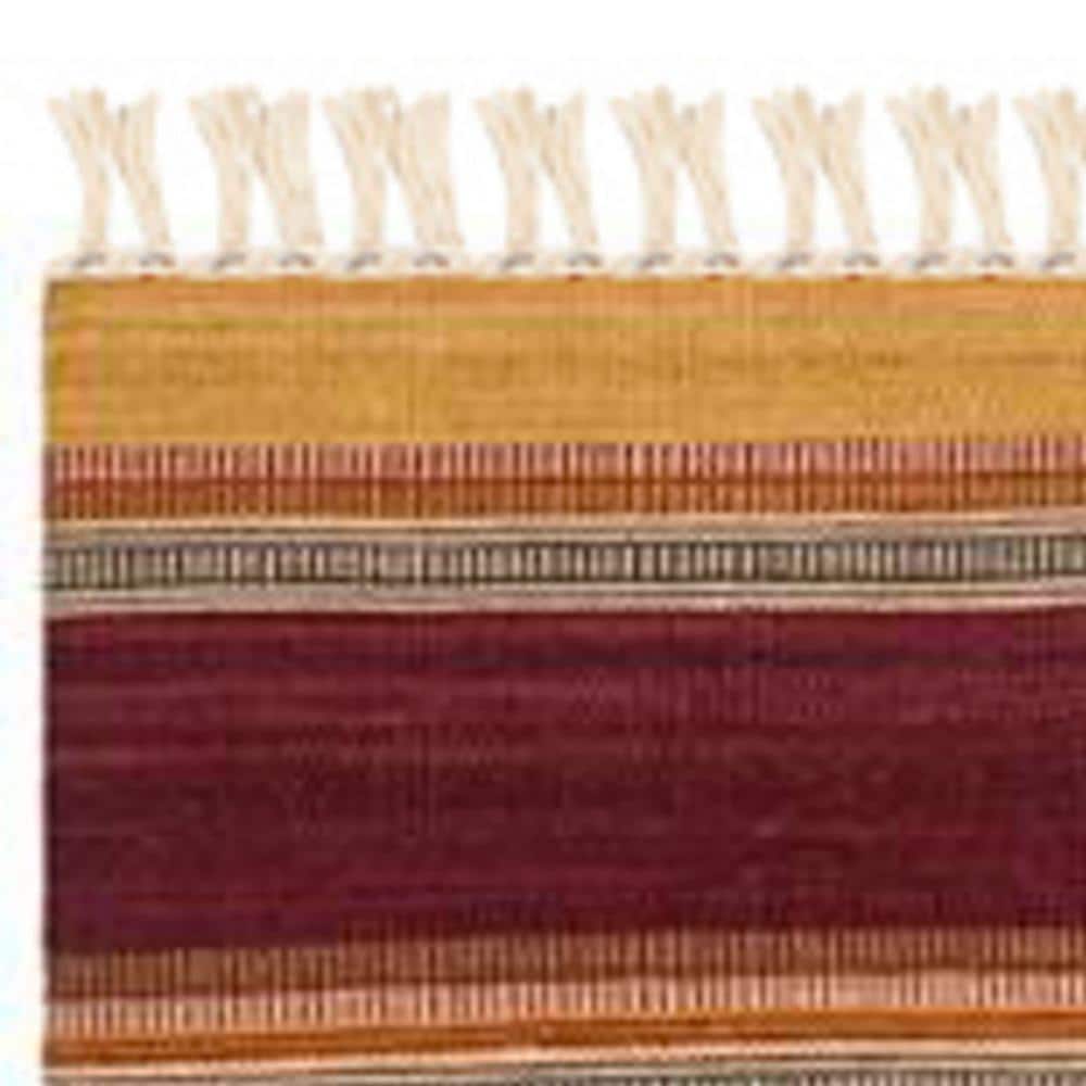 Handwoven Red and Gold Striped Wool Runner Rug