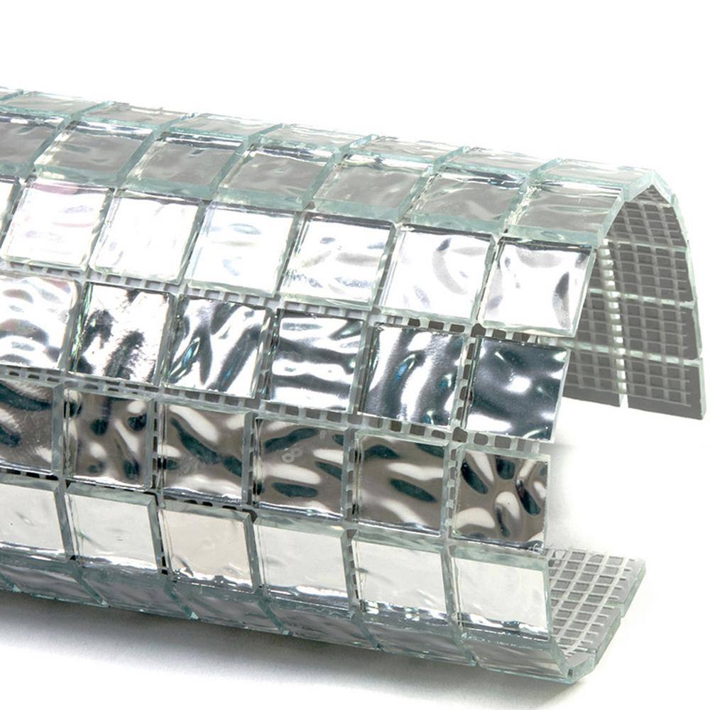 Silver 12'' x 12'' Glossy Glass Mosaic Wall and Floor Tile