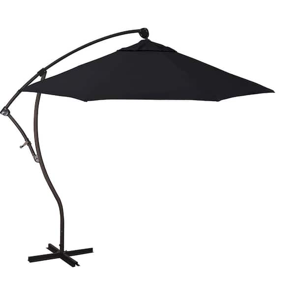 California Umbrella 9 ft. Bronze Aluminum Cantilever Patio Umbrella with Crank Lift in Black Pacifica Premium