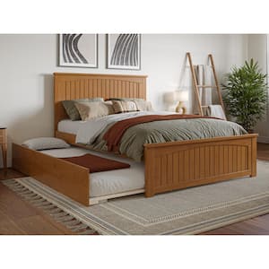 Nantucket Light Toffee Natural Bronze Solid Wood Frame Full Platform Bed with Matching Footboard and Full Trundle