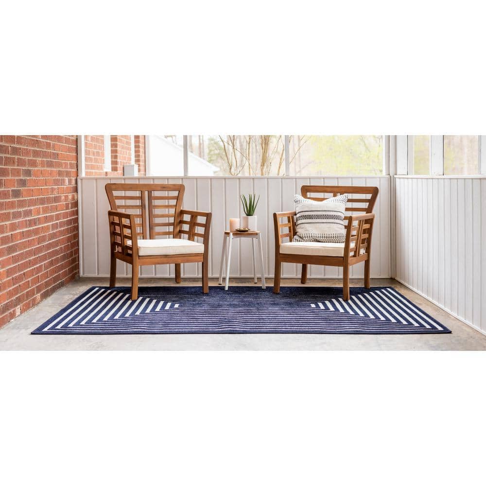 Navy Blue 4' x 6' Prescott Easy-Care Outdoor Area Rug