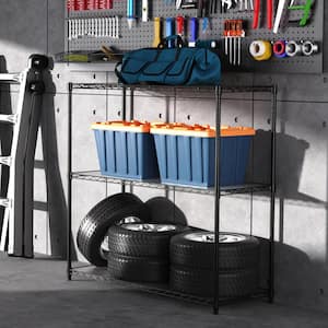 3-Tier Heavy Duty Steel Wire Shelving Unit in Black (18 in. W x 48 in. H x 47.2 in. D)