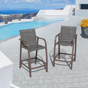 Aluminum Outdoor Bar Stool in Gray (2-Pack)