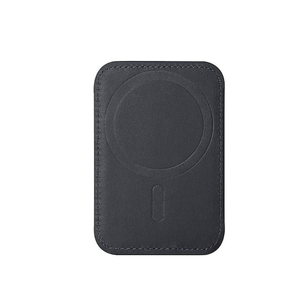 Yichuhaoxi Magnetic Phone Wallet Grip7 Cards Holder, Leather Minimalist Slim RFID 1-Slot, Black and Black