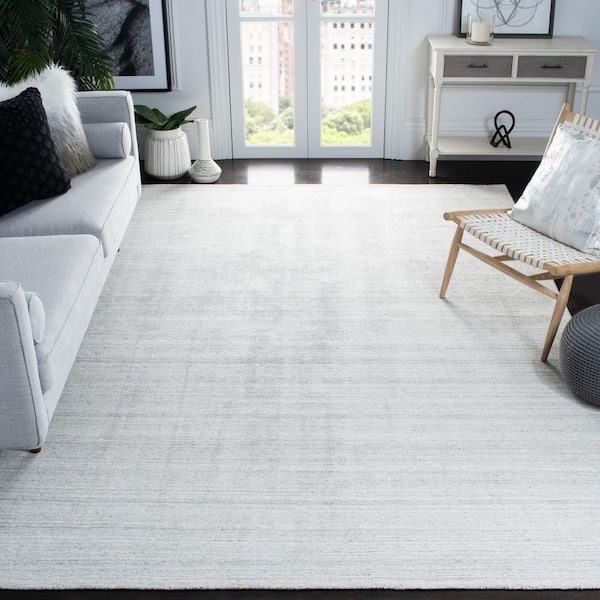 Mirage 8 ft. x 10 ft. Light Gray Distressed Striped Solid Color Area Rug