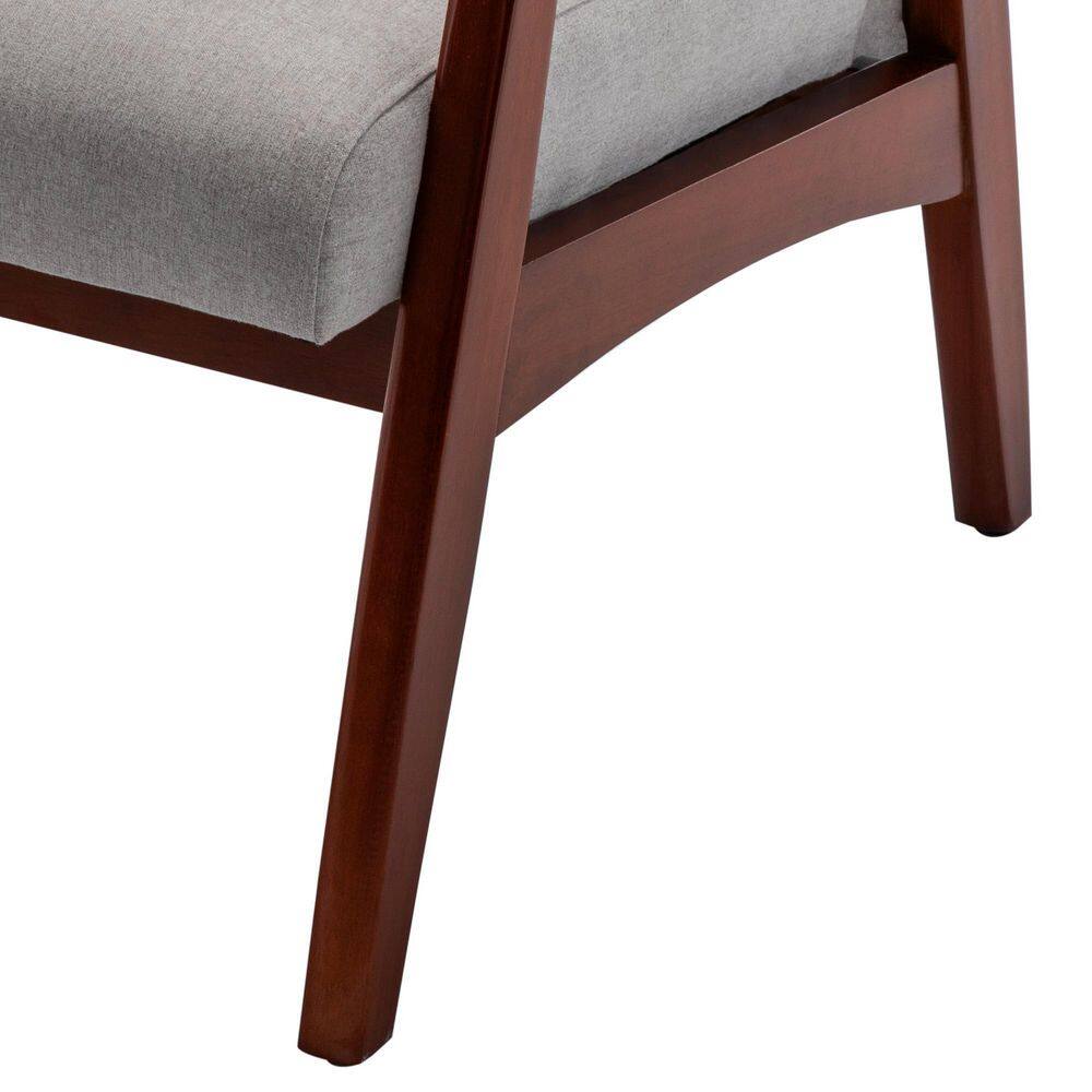 Light Gray and Espresso Mid-Century Modern Accent Chair