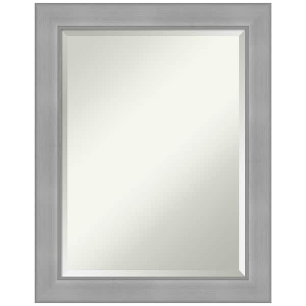 Amanti Art Medium Rectangle Vista Brushed Nickel Beveled Glass Modern Mirror (28.5 in. H x 22.5 in. W)