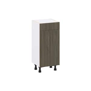 Timberline 15 in. W x 14 in. D x 34.5 in. H  Slab Walnut Assembled Shallow Base Kitchen Cabinet with a Drawer