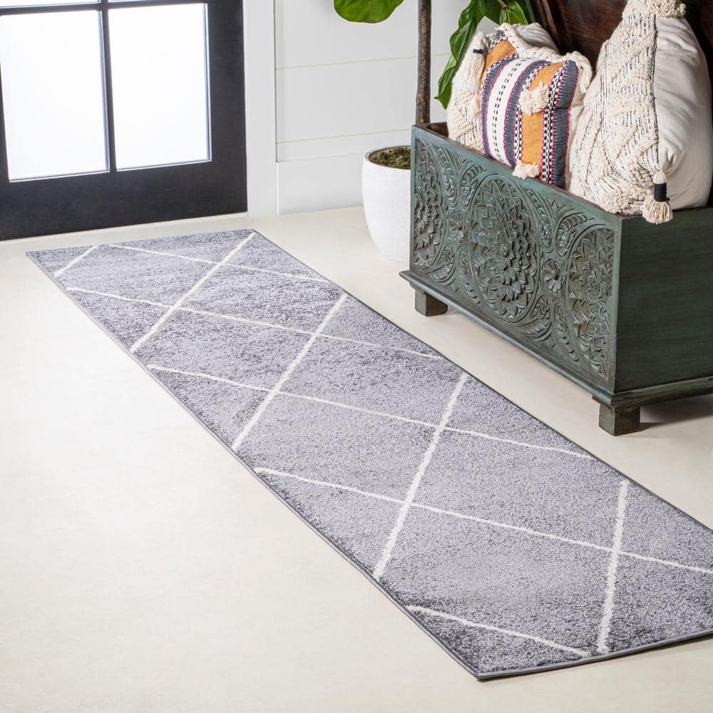 Cole Minimalist Diamond Trellis Gray/White 2 ft. x 10 ft. Area Rug price history on PriceWatchPro