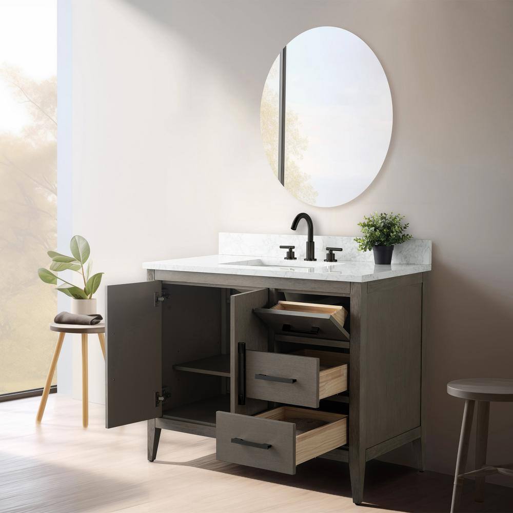 Driftwood Gray 42'' Single Bathroom Vanity with Marble Top