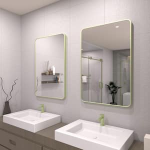 24 in. W x 36 in. H Rectangular Framed Wall Bathroom Vanity Mirror in Matcha Green