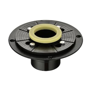 2 in. Matte Black ABS Shower Drain Base Flange with Rubber Coupler and Height Adjustable
