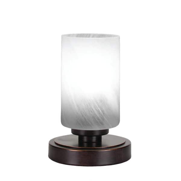 Unbranded Quincy 8 in. Dark Granite Accent Lamp with 4 in. White Marble Glass Shade, No Bulb Included