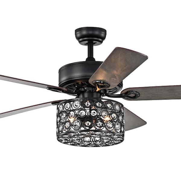 Warehouse of Tiffany Annacaey 52 in. 3-Light Indoor Black Remote Controlled Ceiling Fan with Light Kit