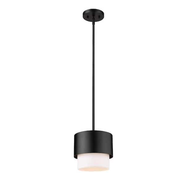 Unbranded Counterpoint 1-Light Matte Black Pendant Light with White Fabric Shade with No Bulbs included