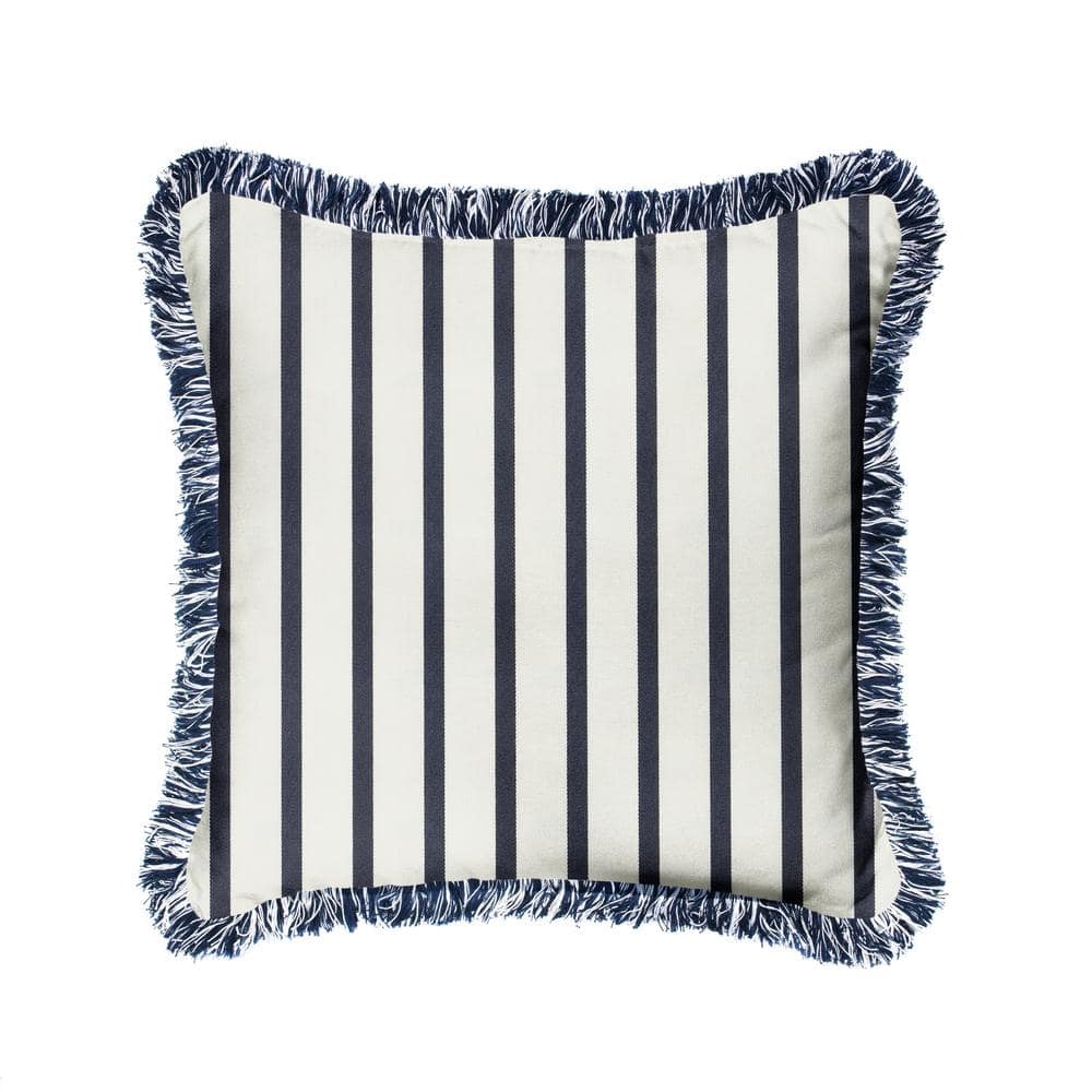 Sunbrella Lido Indigo Outdoor Fringe Throw Pillows