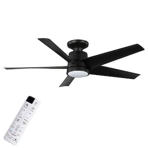 Ainslee 54 in. Indoor/Covered Outdoor Matte Black Hugger Ceiling Fan with DC Motor, Color Changing LED and Remote