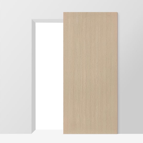 36 in. x 92 in. Oak Textured Hollow Core Composite Interior Sliding Barn Door with Hardware Kit Hidden Track System