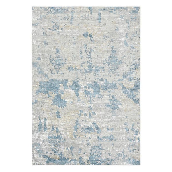 4 ft. x 6 ft. Ivory And Sky Blue Abstract Area Rug