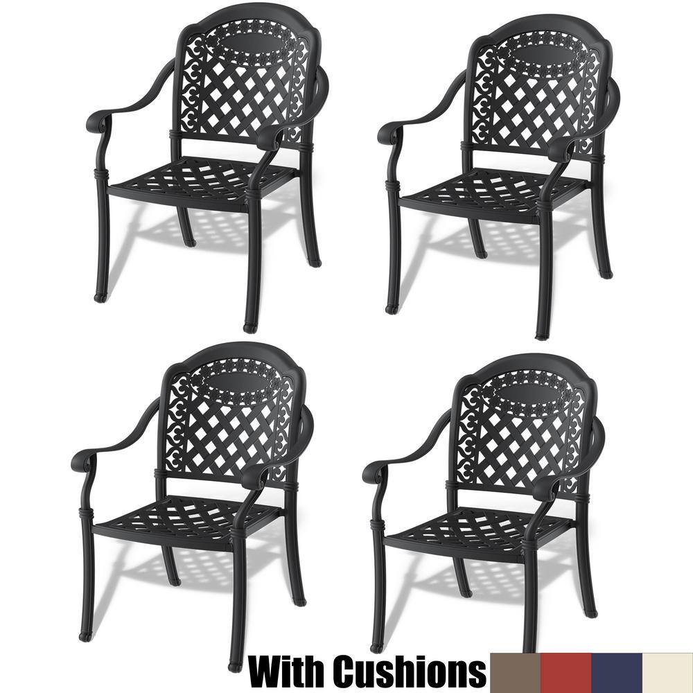ToolCat Black Cast Aluminum Patio Outdoor Dining Chair with Random ...