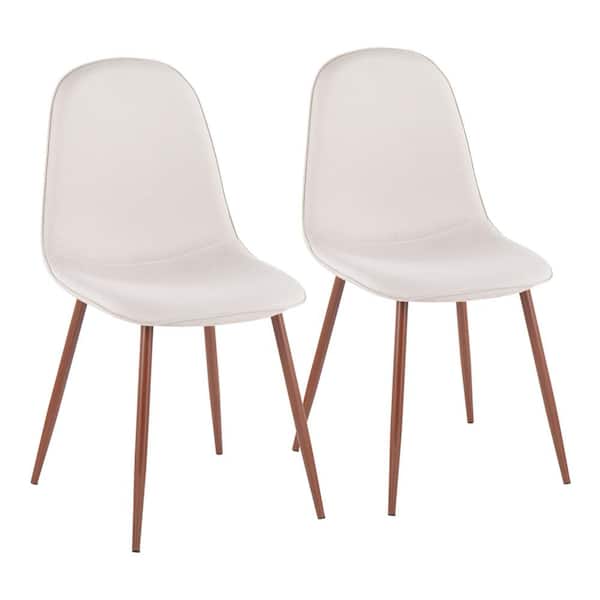 Lumisource Pebble Beige Fabric and Walnut Metal Dining Chair  (Set of 2)